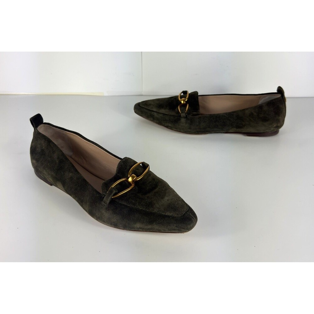 Veronica Beard Olive Green Suede Women's Champlain Loafer Flats US 8.5